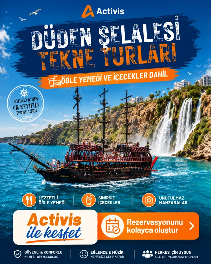 Activis Düden Şelalesi tekne turu afişi: tekne, şelale ve öğle yemeği dahil bilgisi