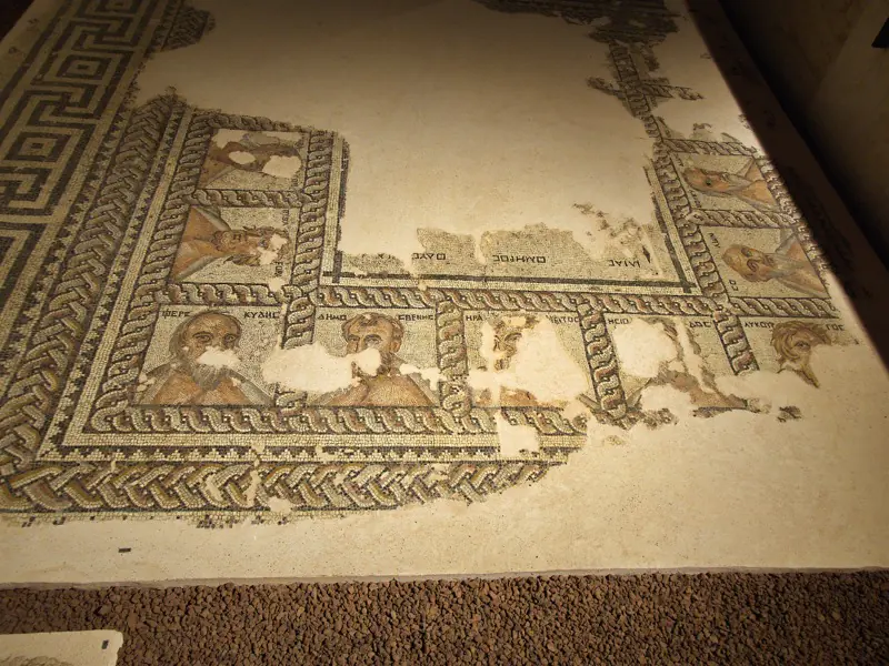 An ancient mosaic displayed at Antalya Museum